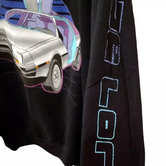 NEW Delorean Retro DMC Black Sweatshirt, Men's LARGE NWT - Picture 4 of 5